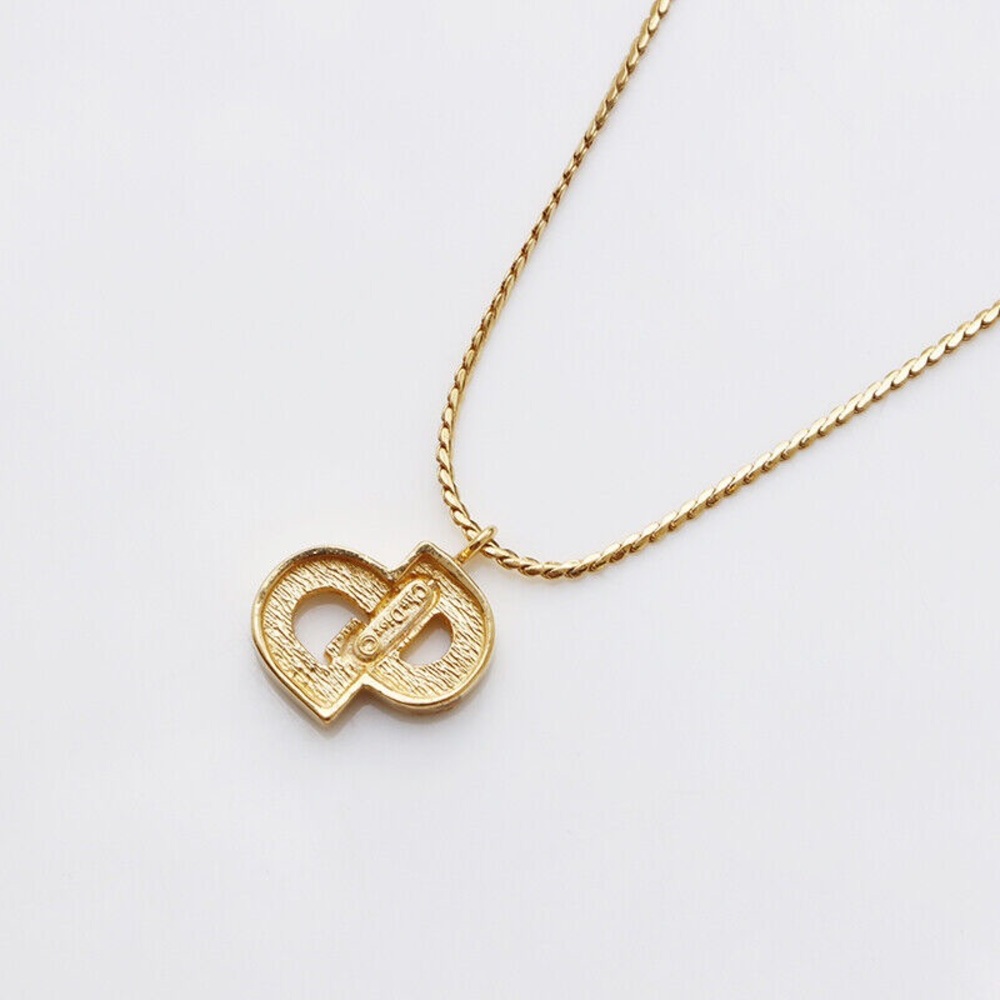 Authentic Christian Dior CD Crystal Logo Necklace - Picture 3 of 6
